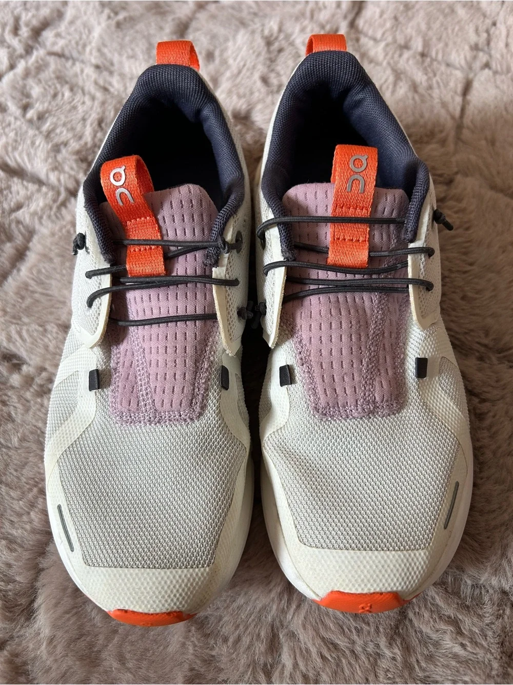 On Running Sneakers in Cream with Pink & Orange Accents size 5.5Youth